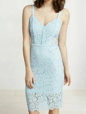 Express Light Blue Lace Midi Dress